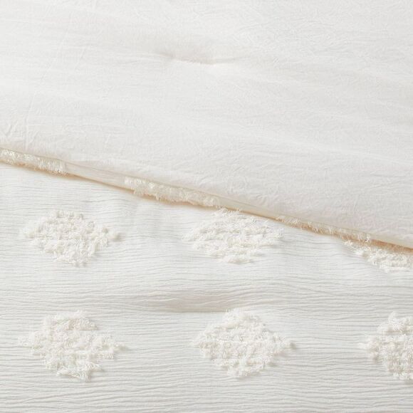 Threshold -  Jacquard Comforter Set Solid Crinkled Ye Ivory - Picture 3 of 4
